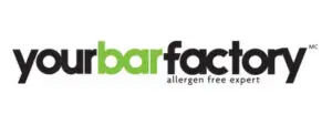 Yourbarfactory logo, allergen-free expert tagline.