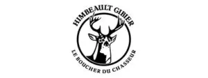 Deer logo with French text, Himbeault Gibier.