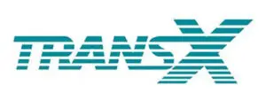 Logo of TransX with stylized text.